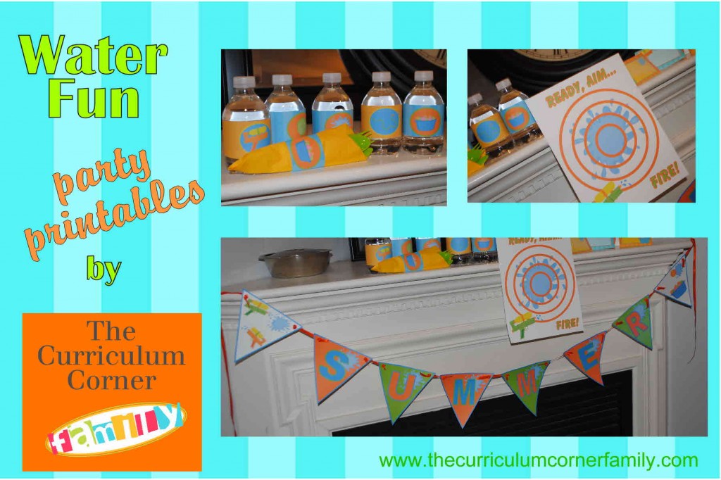 Water fun party printables by the curriculum corner family